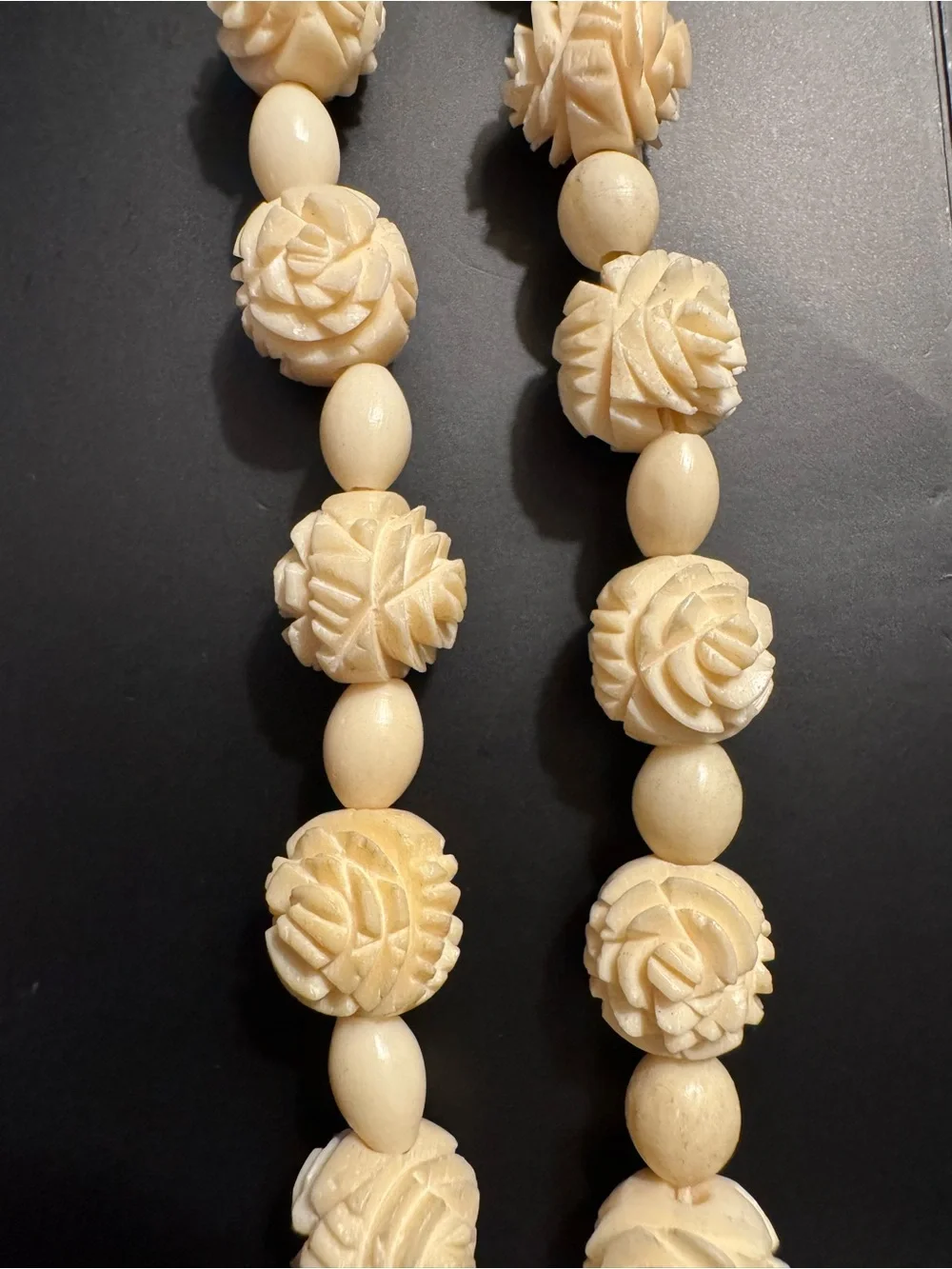Vintage Hand Carved Bead Necklace